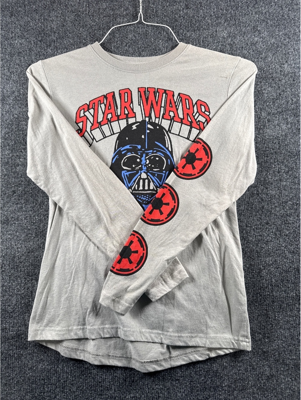 Star Wars Darth Vader Boys Long Sleeve Graphic Shirt Size L 10/12 Gray